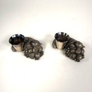 Reed & Barton Cornucopia 263 Silver Plated Vintage Set 2 Candle Holders
